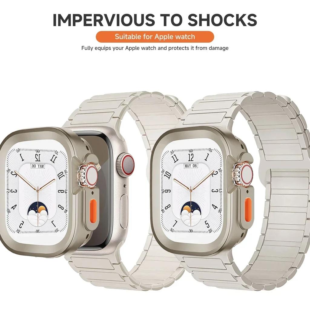 Strap+Case for Apple Watch Ultra 2 49 42 45 44 S10 46mm Magnetic Silicone Band+cover for IWatch Series 9 8 7 6 5 4 42mm 40 41mm
