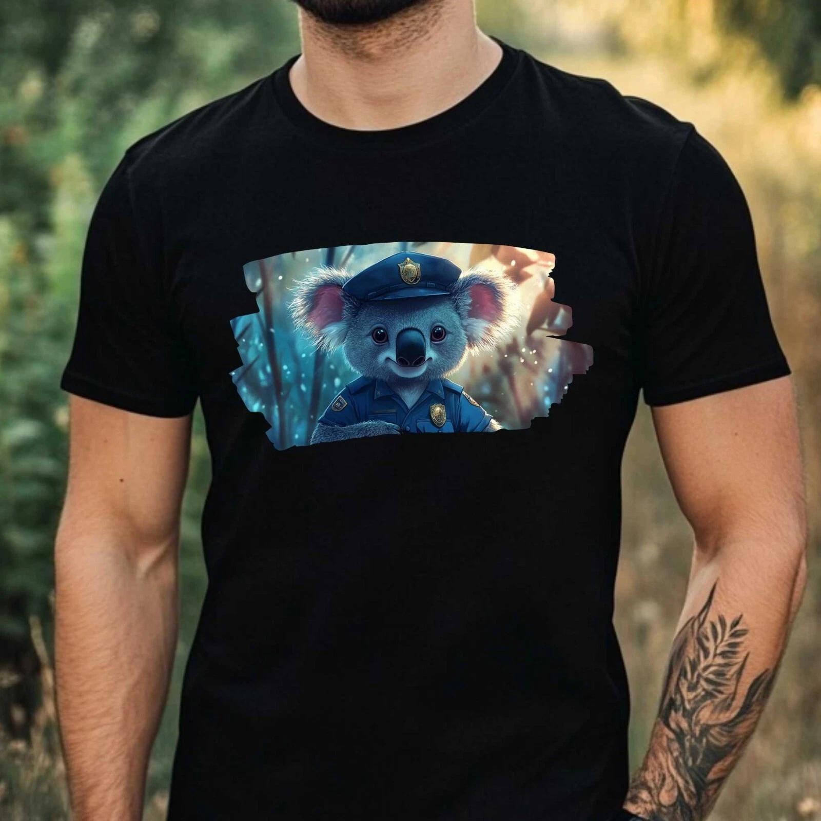 T-Shirt Herren Koala als Polizist Motiv Baumwolle Größe XS bis 5XL XXL