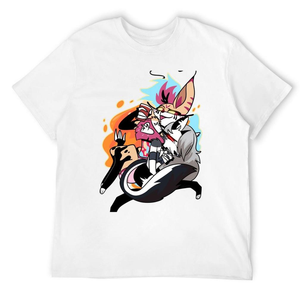 Helluva Boss Loona und Beelzebub T-Shirt schnelltrocknend übergroß blau Archiv lustige T-Shirts für Männer