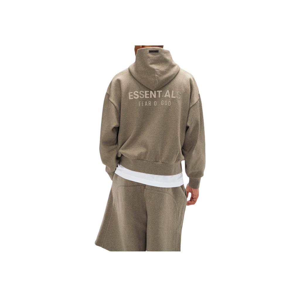 Fear of God Essentials Classic Fleece Zip-Up Hoodie Homestead Heather Men Tops Tan 192SP254783F