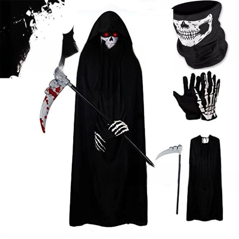 Sada kostýmů Halloween Skeleton Rukavice a Black Cape pro dospělé