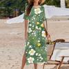 Ladies' Fashionable Summer Retro Floral Print Dress, Casual Beach Dress, Slender Vacation Dress