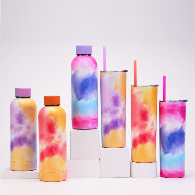 

Creative Tie-Dyeing Stainless Steel Water Bottles Thermal Flask Fashion Vacuum Thermos Outdoor Portable Sport Drink Bottle