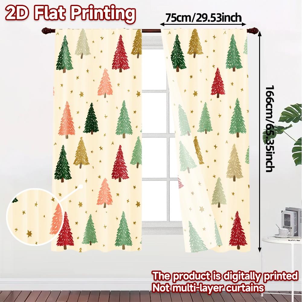 2D-Flachdruck JIT 2-teilige Vorhänge (Ohne Stange) Festliche Immergrüne Beliebte Fenstergardinen Langlebige Polyestervorhänge Zuhause