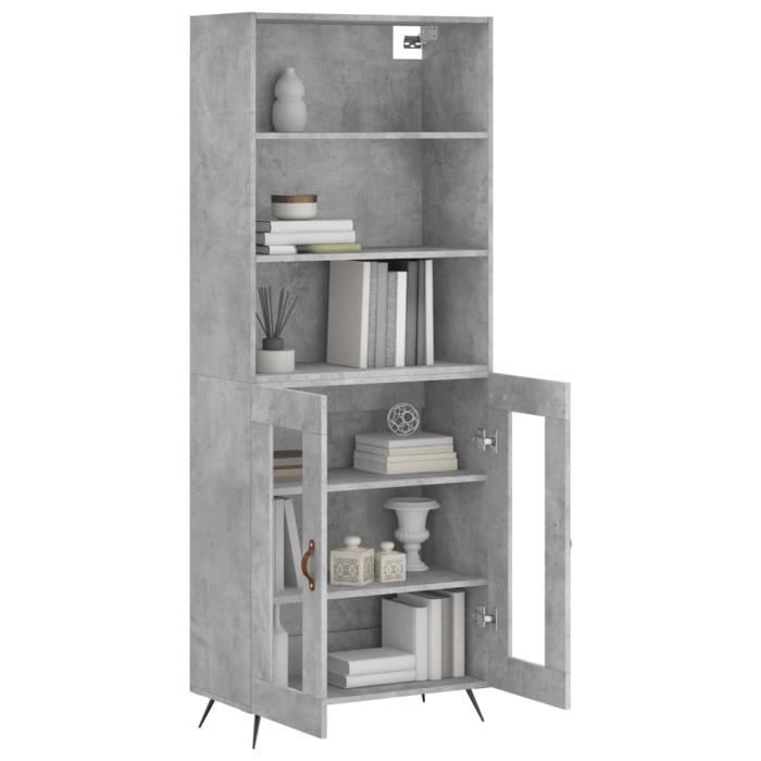 VidaXL Buffet haut Gris béton 69,5x34x180 cm Bois d'ingénierie 3189289