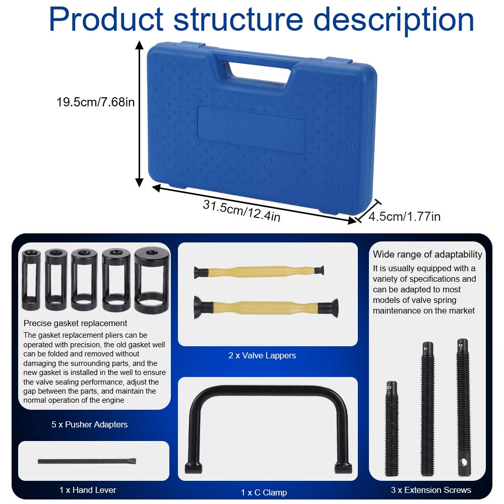 Automobile Engine Valve Spring Compression And Removal Tool Set Multi-Specification Adapter  Extension Screw Grinding Tool