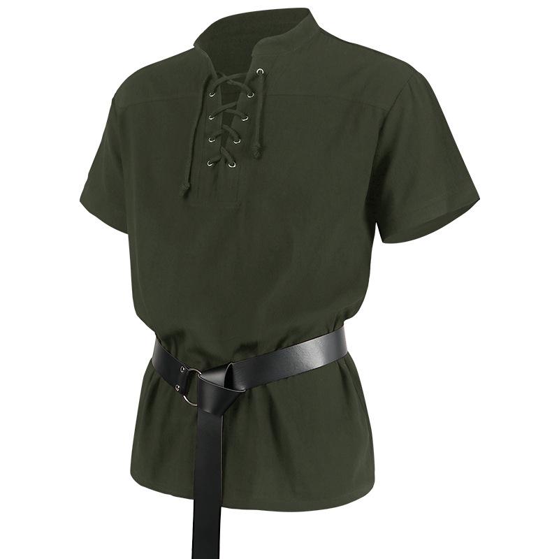 Men's Gothic Warrior Bandage Short Sleeve Medieval Shirt