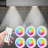 Lumières LED RGB Sans Fil à Piles pour Sous Meubles Télécommande Dimmable Lampe de Nuit pour Placard Chambre Cuisine