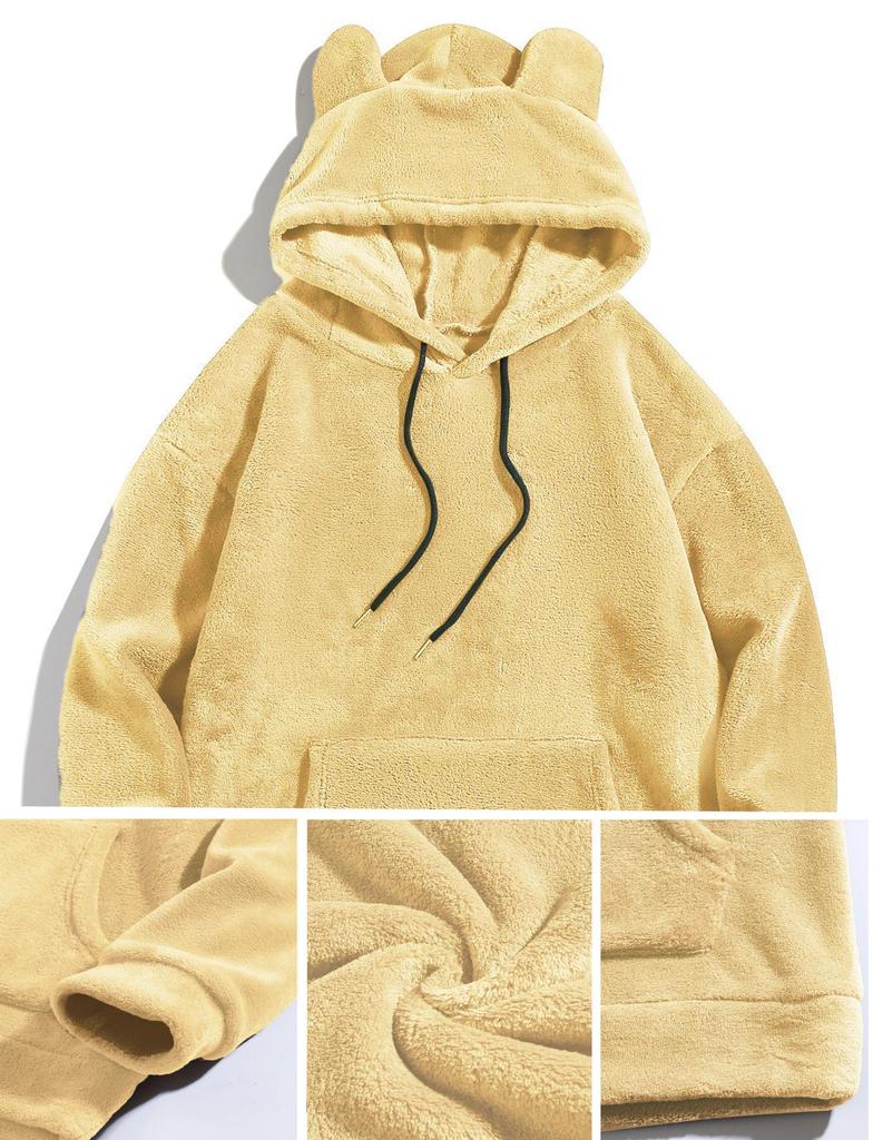 Men's Autumn/Winter Rabbit Ear Hooded Casual Sweatshirt Jacket