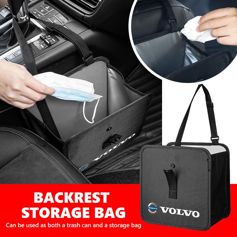 Car Leather Stuff Storage Bag Seat Middle Tissue Hanging Bag For Volvo V60 V90 S60 S80 S90 C30 XC40 XC60 XC70 XC90 V40