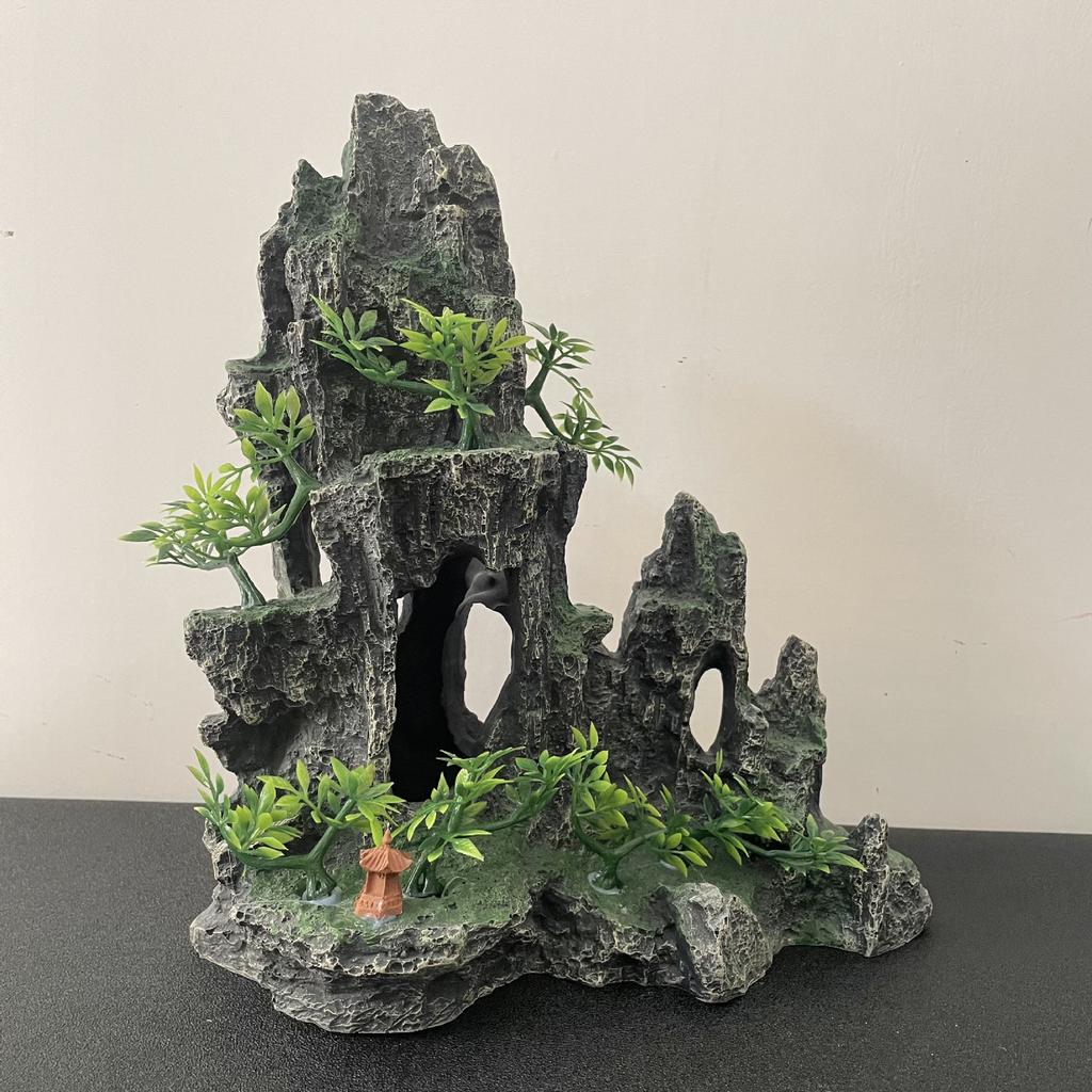 Aquarium Fish Tank Landscaping Rockery, Rural Style Resin Handicrafts, Realistic Stone Mountain Decorative Items