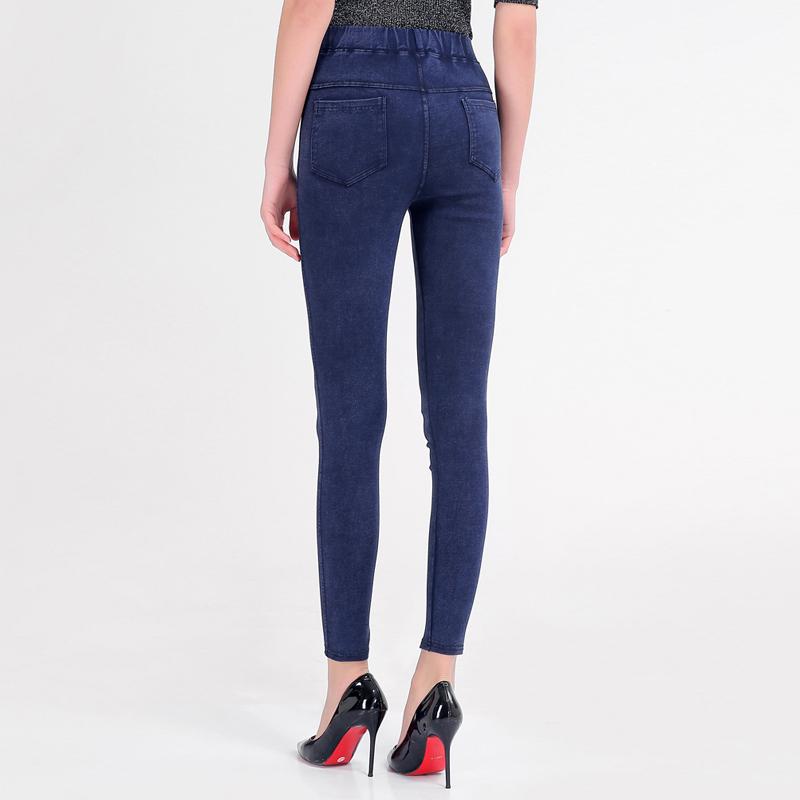 Plus Size M-6XL Pantaloni creion pentru femei cu buzunar Pantaloni imitați denim cu nasturi Colanți subțiri Pantaloni