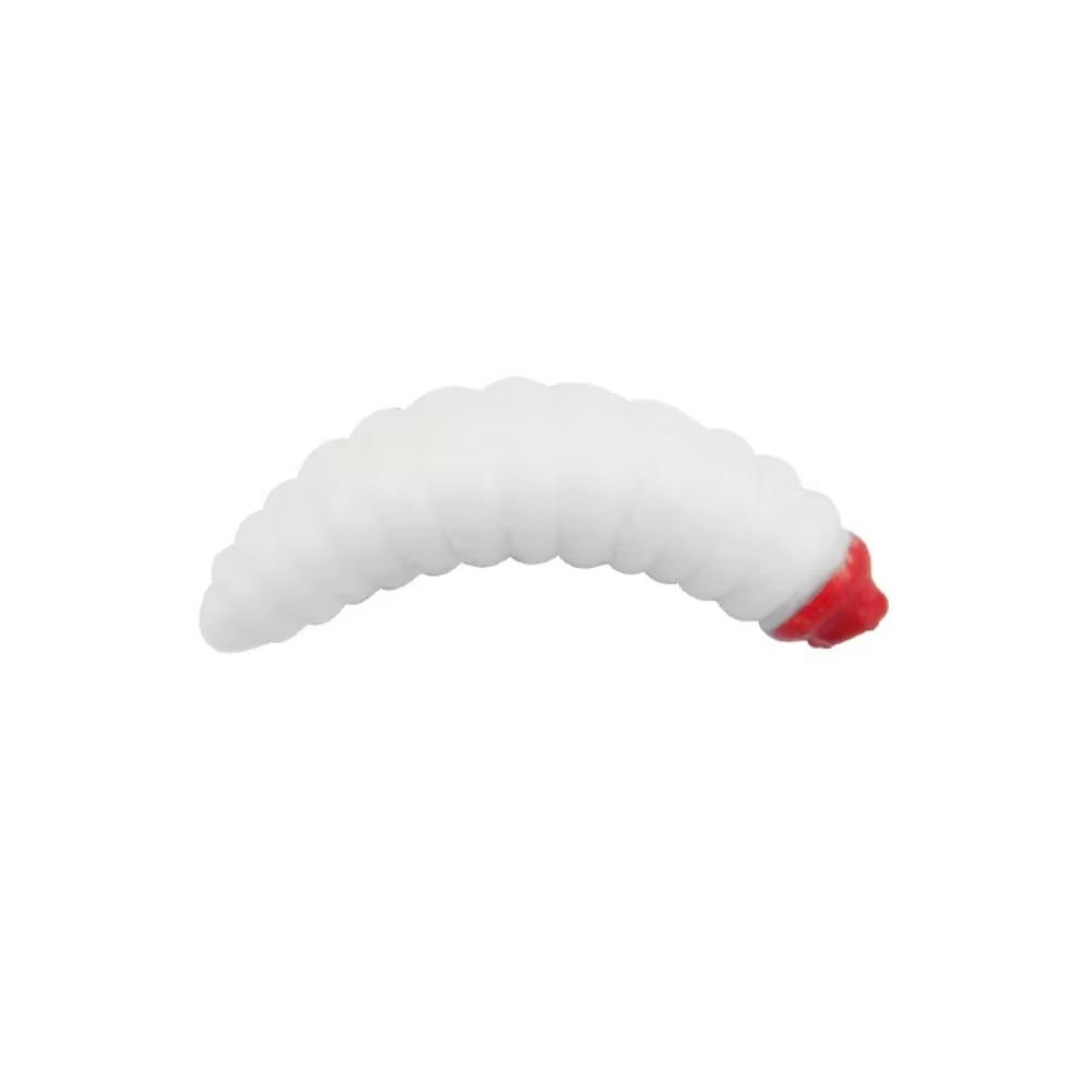 100Pcs Soft Silicone Waxworms Fishing Lures Realistic Design Soft Fishing Lures  Crappie Fishing 100Pcs White