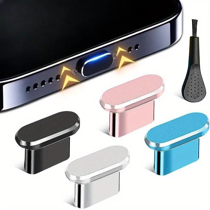 Protective C-shaped Charging Port Cover with Cleaning Brush - Suitable for iPhone 15