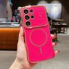 Applicable to Samsung S25ULTRA wave electroplating mobile phone case S24 magnetic suction fine ring A16 double love anti-drop protective case