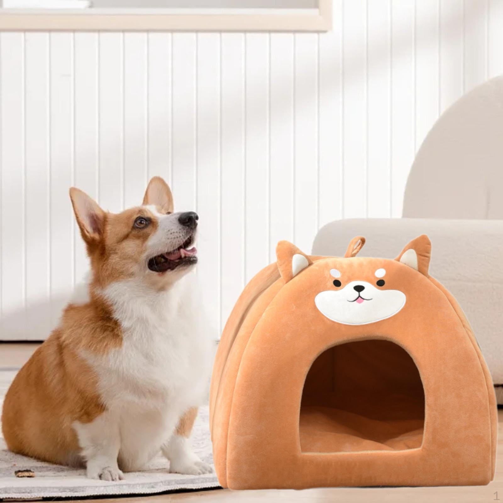 

Кровать для кошки, домик для собаки, нескользящее дно, съемная моющаяся подушка, удобная и уютная пещера для S