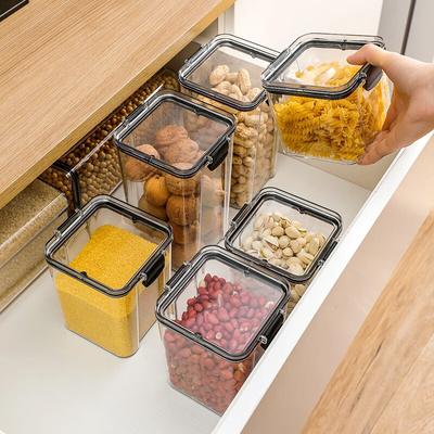 Caja de Almacenamiento de Alimentos de Plástico Sellada Cereales Caramelos Secos Tarros Con Tapa Contenedores Tanque de Almacenamiento para Frigorífico Organizador de Cocina Doméstico 460ml