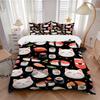 3pcs Cats and Sushi Bedding Set - 1 Soft Quilt Cover + 2 Pillowcases, Machine Washable - Suitable for All Seasons, Perfect Gift for Family a