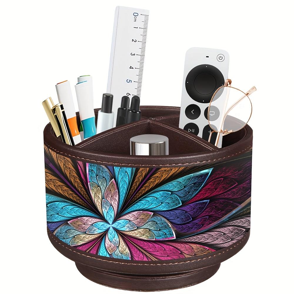 360 degree rotating storage container, highquality Faux Leather storage box, 4 large capacity compartments, suitable for remote control, cosmetics