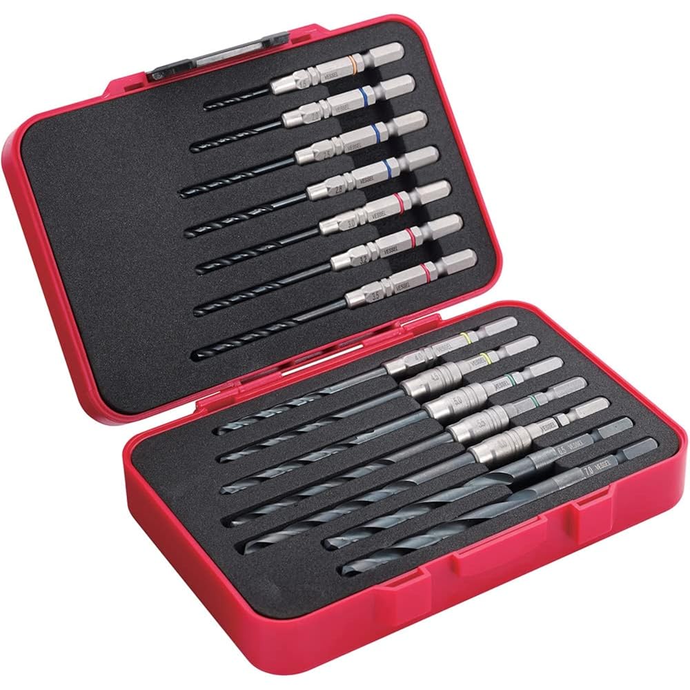VESSEL (VESSEL) ironworking drill set, set of 14, in a special box, AMD14S