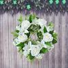 Artificial Floral Wreath for Front Door Realistic Large Rose Lily Flower Wreath with Leaves for Spring Valentine's Mother's Day Wedding Home Decor