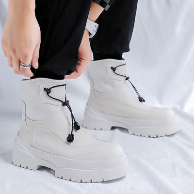 Męska moda scena klub nocny buty na platformie czarne białe buty ze skóry naturalnej kowbojskie robocze pustynne botki projektant kostka botas man