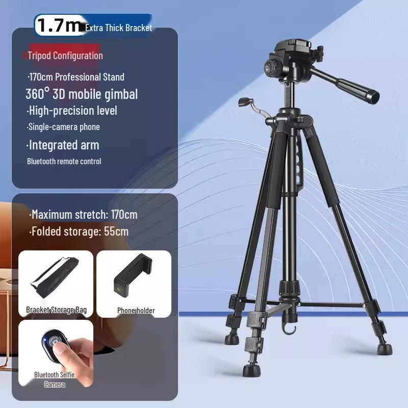 Universal Portable Tripod for DSLR, Phone & Outdoor Photography with Pan Tilt Head