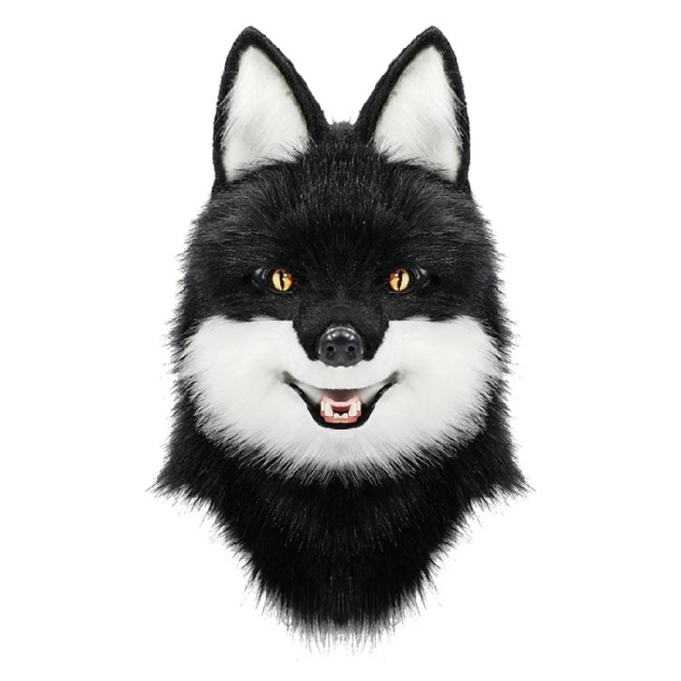 Kožušinový plyšový kostým Vlčí maska Celá hlava Pokrývka hlavy Klobouk Realistický design Pokrývka hlavy pro Halloween a večírky Převlékání