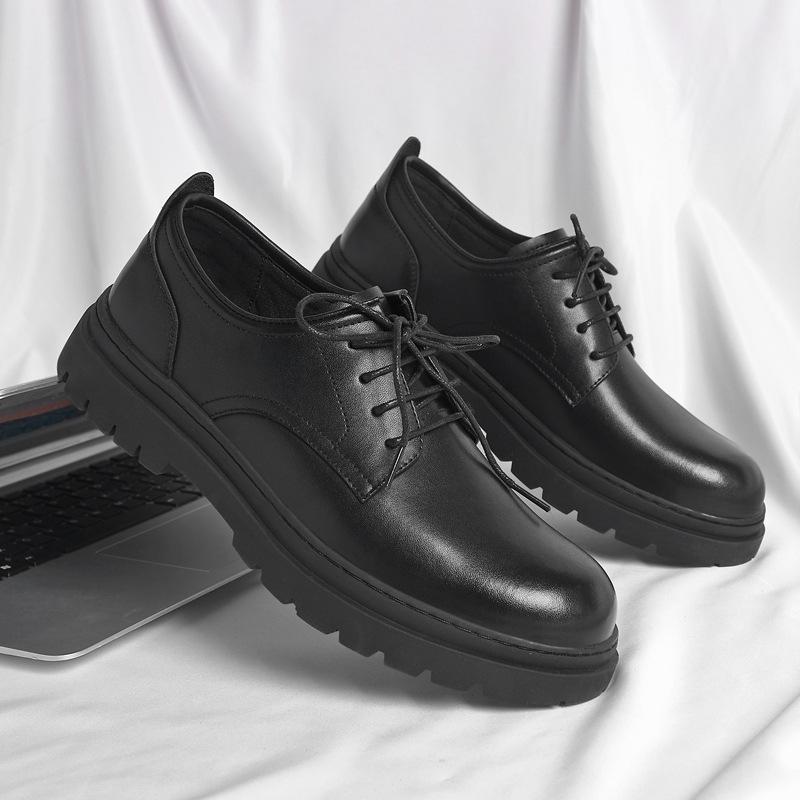 

Мужские черные дерби из натуральной кожи - Британский стиль, летне-осенние, деловые, формальные, на толстой подошве. Size 42