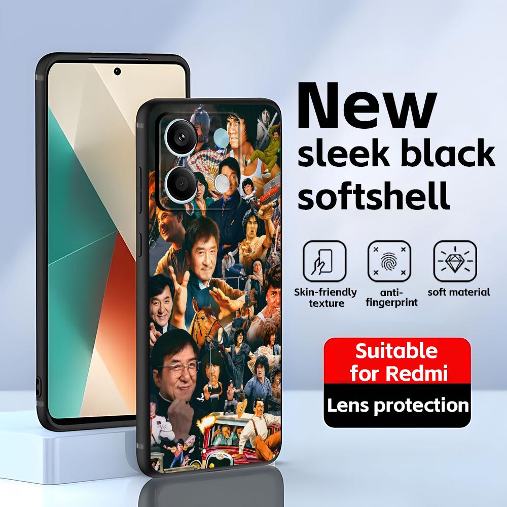 

Kung Fu Star Jackie Chan Phone Case For Redmi Note 14 13 12 11 Pro Plus S 5G 14C A3 Soft Black Phone Cover Redmi Note 12 Pro 5G