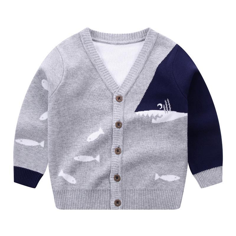 Children's Cotton Cardigan Sweater for Boys - Autumn/Winter Knit Coat for Small/Medium Kids, Ages 2-4