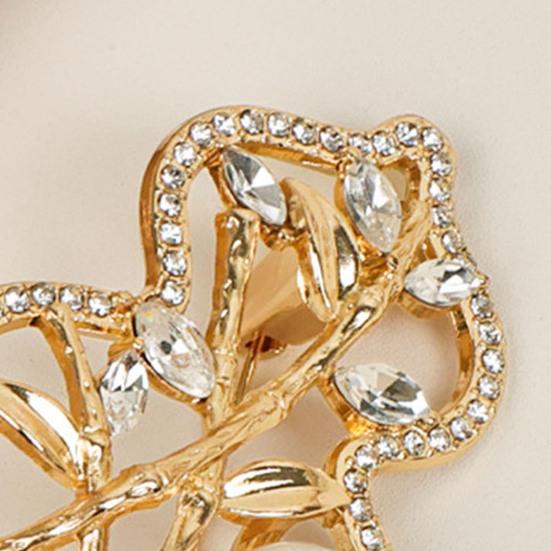Women Brooch Sparkling Rhinestone Imitation Pearl Inlaid Gourd Shape Anti-Exposure Buckle Suits Sweaters Cheongsam Badge Outfit Accessory