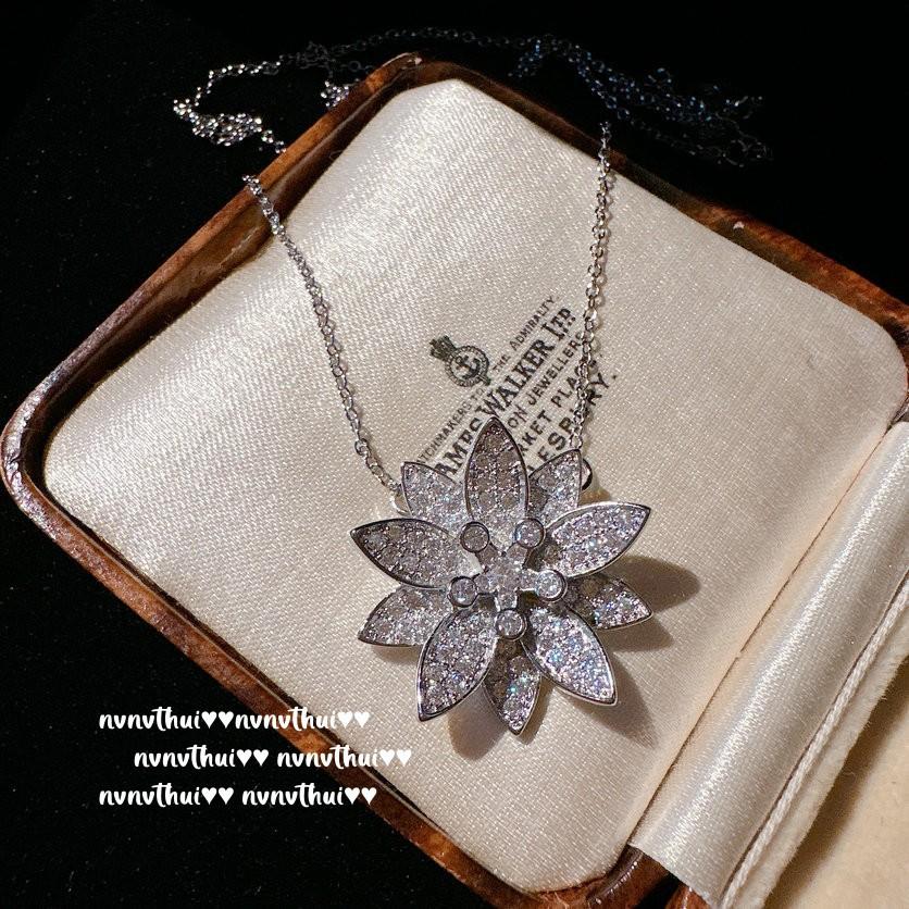 Iris Purple Lotus Gem Pearl Necklace, Tahiti, 18K Gold Plated, Radiant Petal Lotus Leaf Zircon Ring