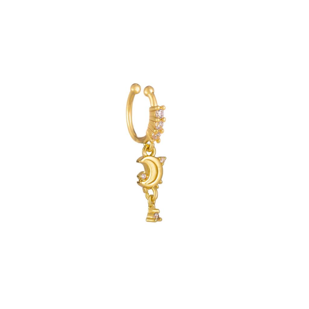 Elegant Sweet Copper Heart U-Shaped Zirconia Nose Clip Piercing-Free Stud for Women