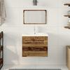Washbasin Cabinet Set 2 Pcs Reclaimed Wood Look Engineered Wood & Ceramic