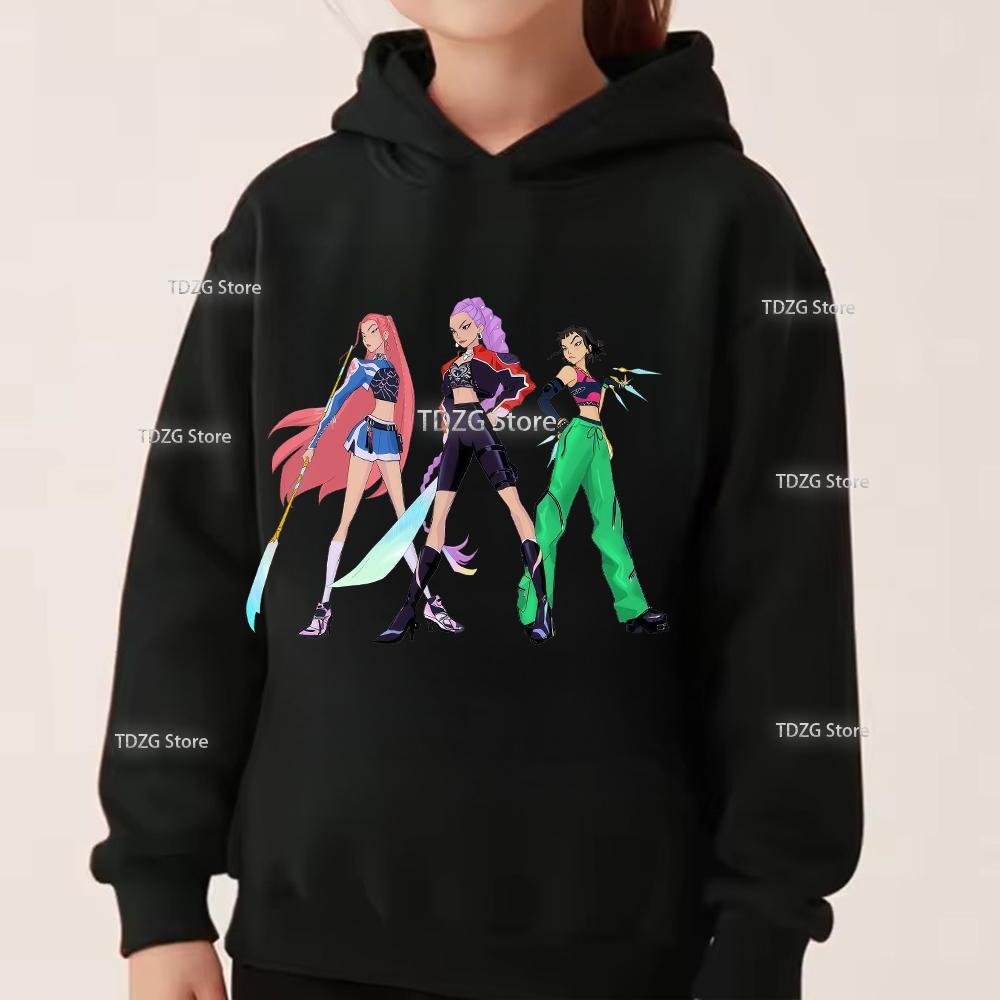Hoodies & Sweatshirts (kids unisex) Fashion Minimalist Girl Group KPop Demon Hunter Print Boy Girl Fleece Pullover Hoodie Children Clothing