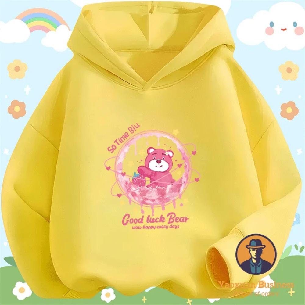 Fashion 2025 Hug Bear Boys' and Girls' Hoodies Cute Cartoon Print Windproof and Warm Autumn/Winter New Collection