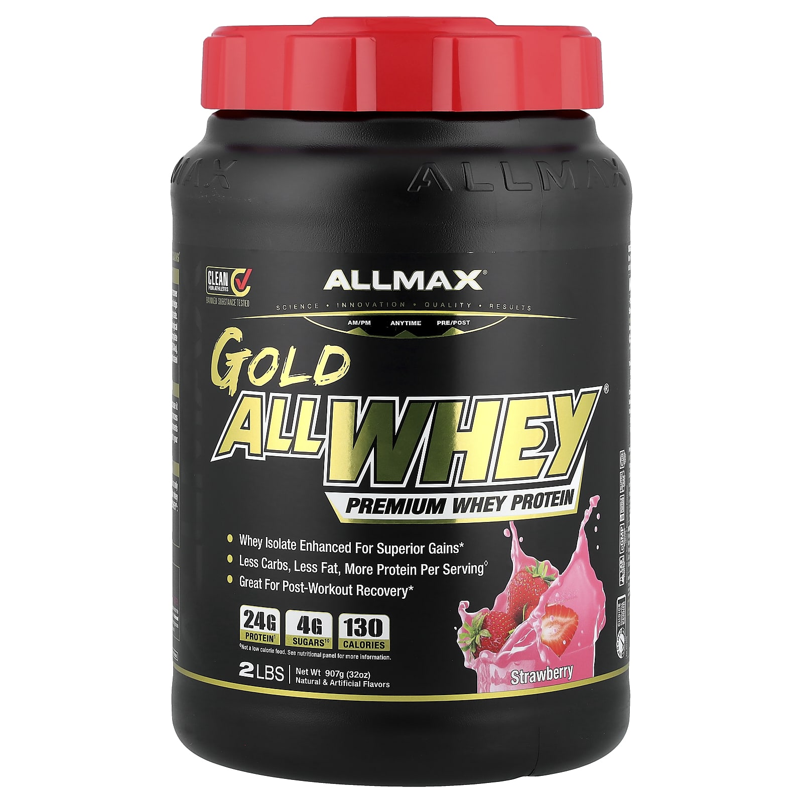 

Allwhey Gold, 100% Premium Whey Protein, Strawberry Flavor, 907G (2Lbs)