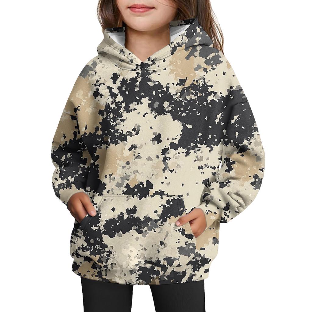 Girls' Hooded Tie- Sweatshirt - Pullover Print Top