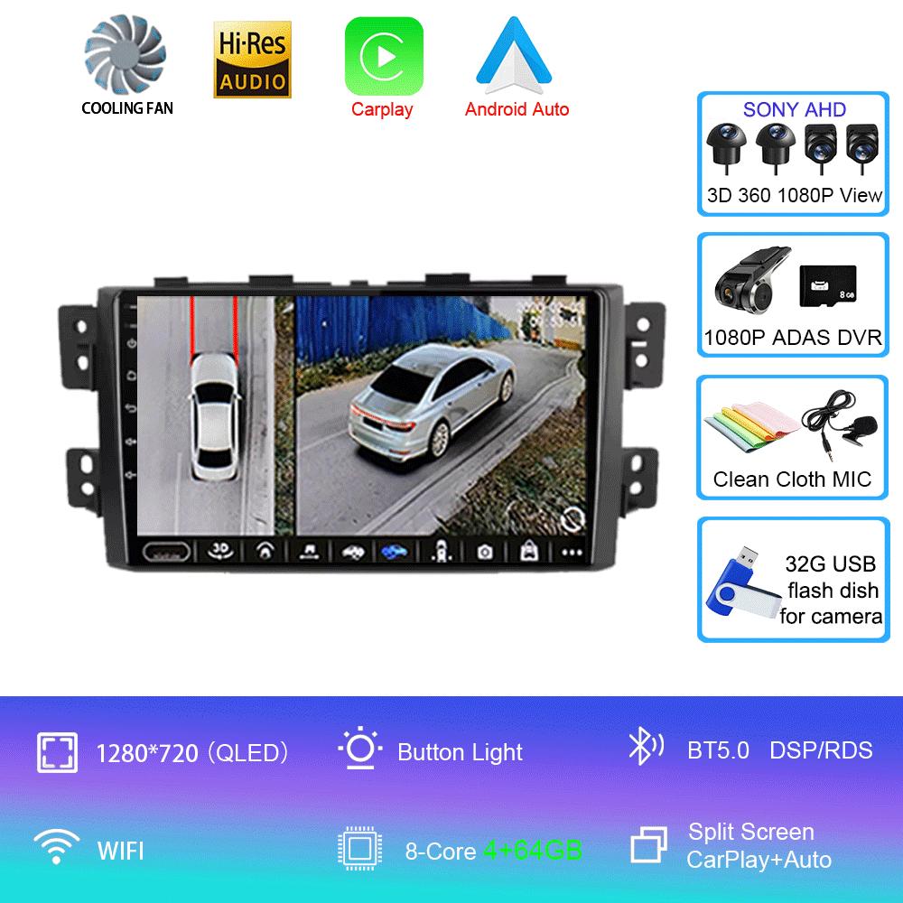 For Kia Borrego Mohave 2008 2009 - 2015 Car Radio Android 14 Carplay Navigation GPS Multimedia Player Stereo WiF+4G 360Camera BT