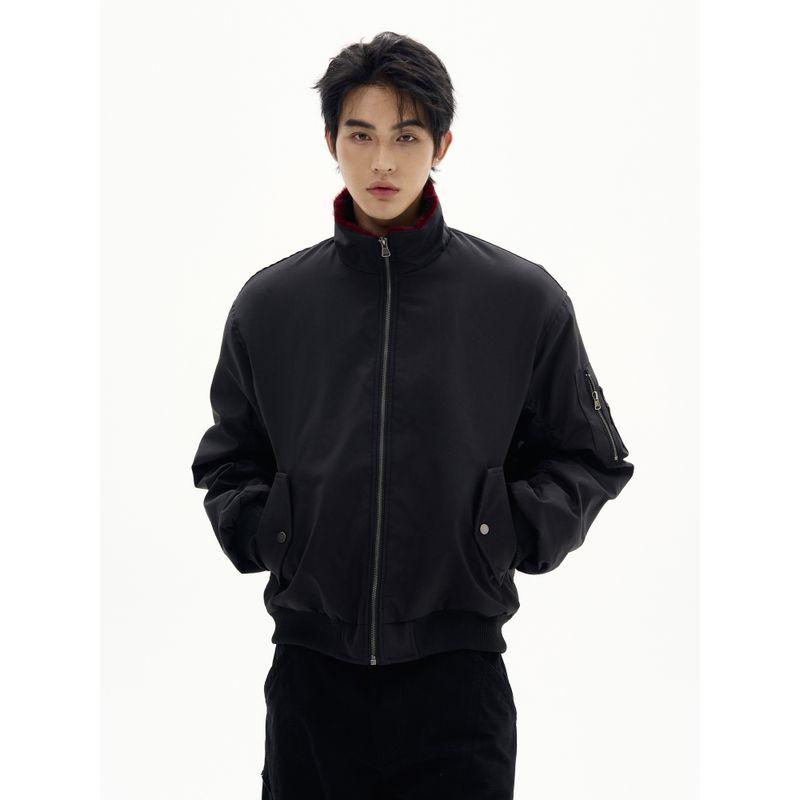 Kisko Winter American-Style Fur Collar Quilted Bomber Jacket with Stand Collar for Men and Women, Trendy Brand, Cool and Warm Cotton Coat