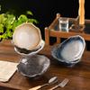 Japanese Style Creative Irregular Ceramic Bowl Fruit and Vegetable Salad Bowl Retro Household Restaurant Tableware Dessert Bowl