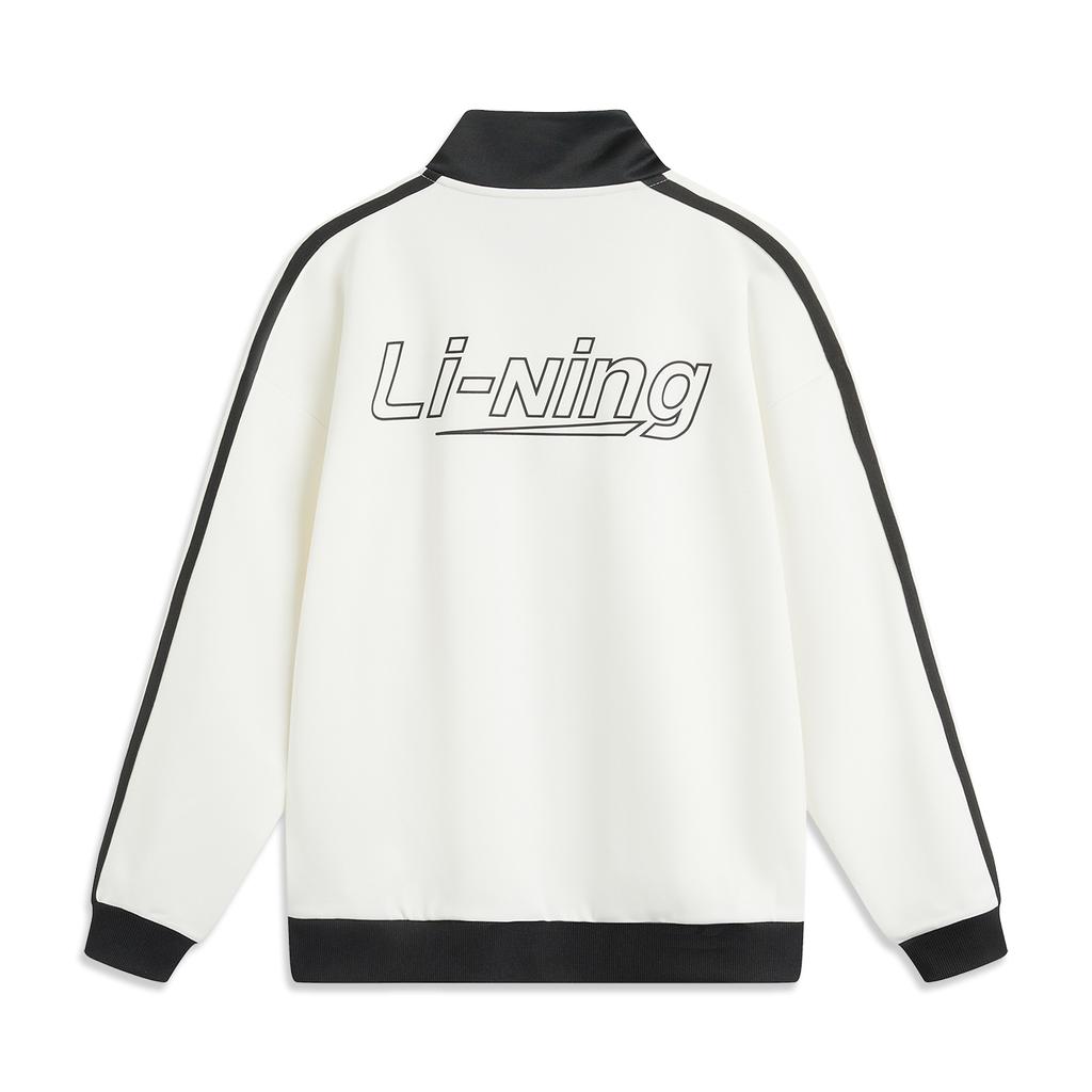Li Ning Sports Lifestyle Series Fan Style Casual American Vintage Simple Letter Color Block Zip Hoodie Unisex hoodie Off-White AWDVD01-1