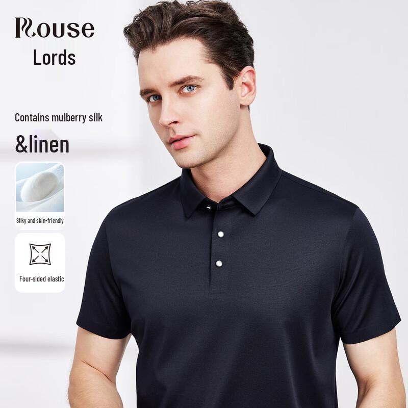 Men s Silk & Linen Blend Short Sleeve Polo Shirt US 9