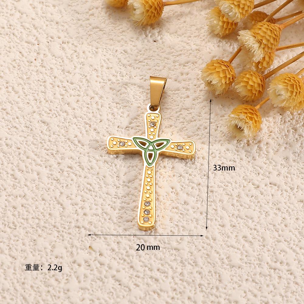 Europe and the United States hot-selling stainless steel cross collection pendant slightly inlaid zircon personality retro versatile