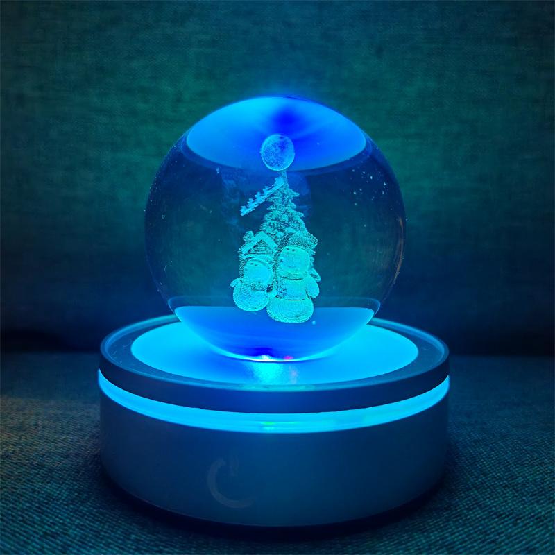 Veilleuse boule de cristal lumineuse planète galaxie astronaute 3D RVB lune lampe de table lampe d'ambiance décorations de table cadeaux pour enfants