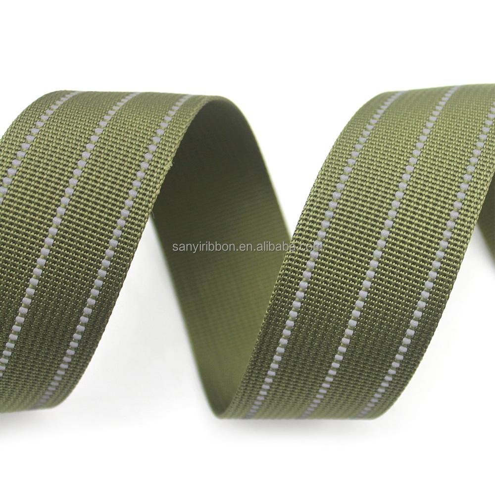 38mm High-strength Striped Nylon Webbing Reflective Webbing for Luggage Strap Pet Webbing Collars Seatbelt Webbing 38mm зелёный