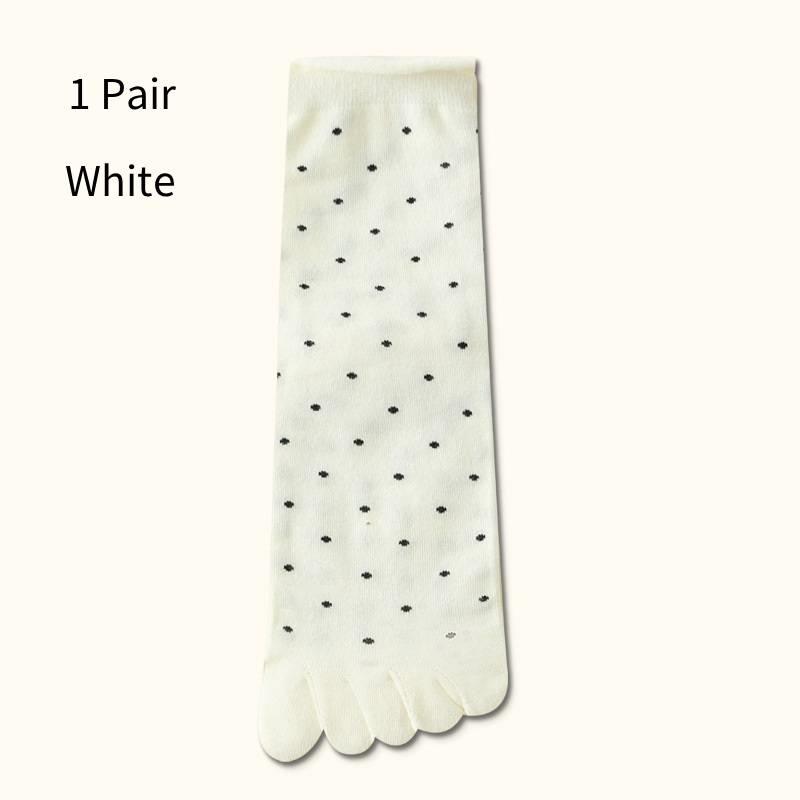 

1 Pairs Toe Socks Women Middle Tube Five Finger Socks Cute Dots High Quality Cotton Crew Socks With Separate Fingers