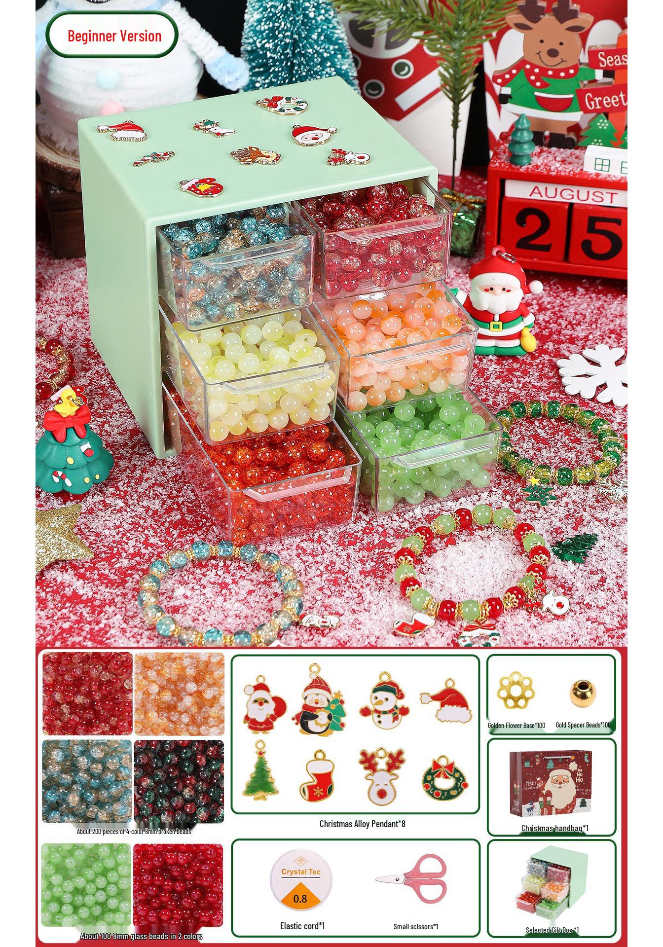 Children s DIY Christmas Beaded Jewelry Craft Kit – Necklace, Bracelet & Educational Toy