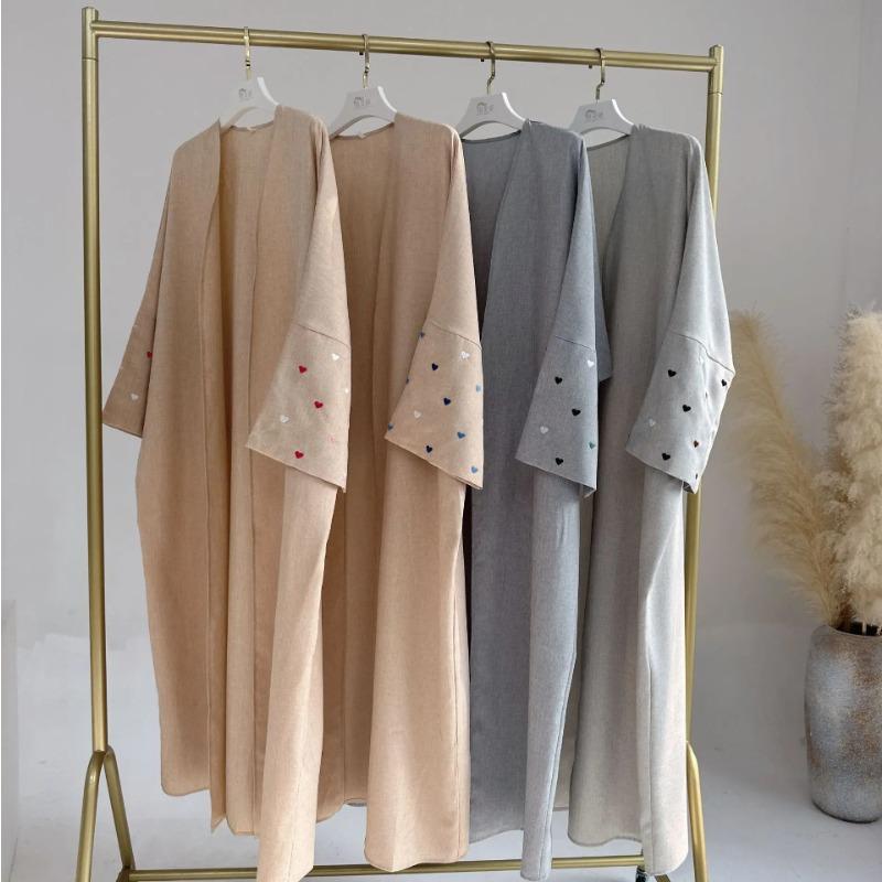 2024 Spring Embroidery Muslim Abaya Women Eid Dress Morocco Ramadan Lace-up Abayas Kaftan Islam Cardigan Dubai Arab Long Robe